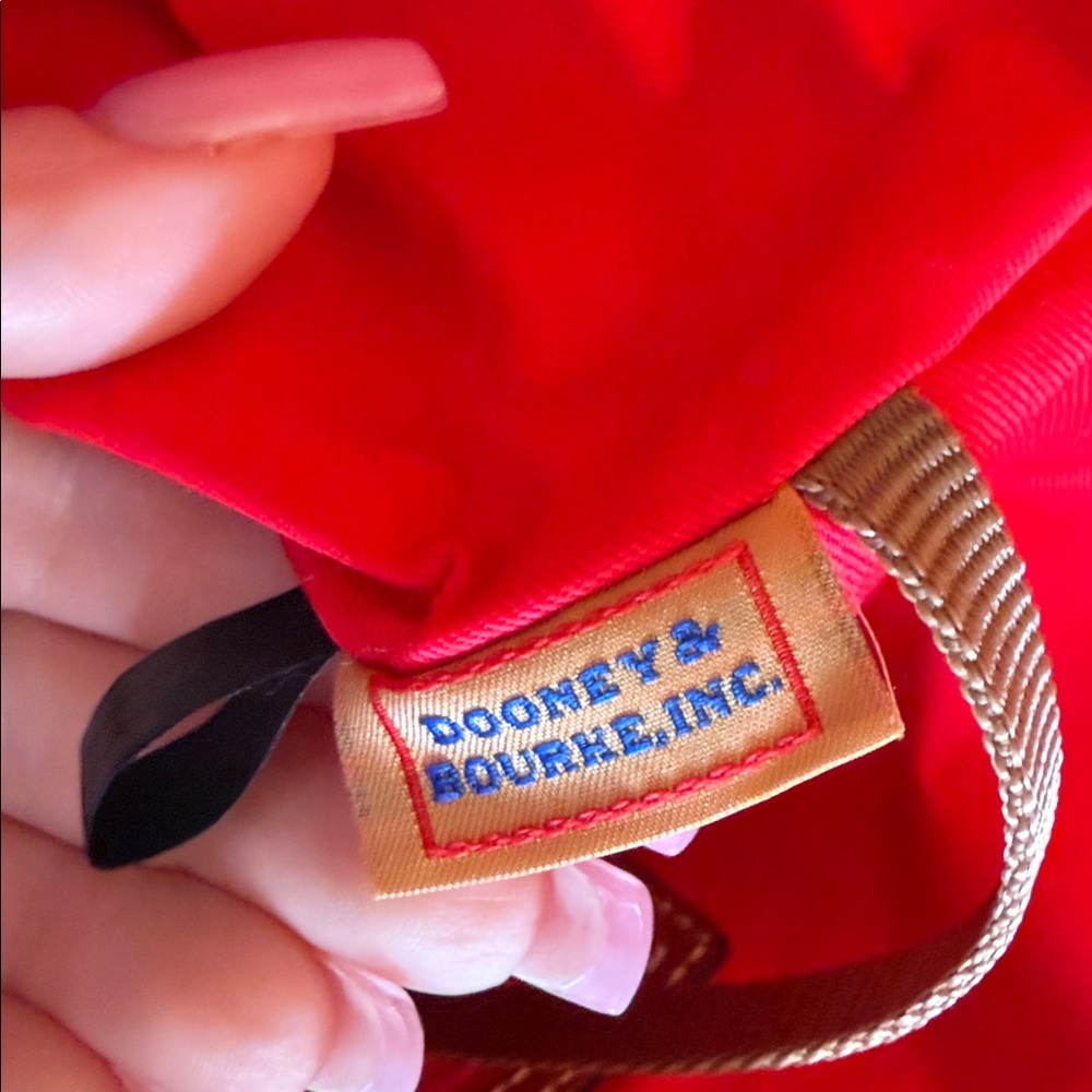 Dooney & Bourke Cognac Suede Tote with Red Lining - Picture 5 of 9